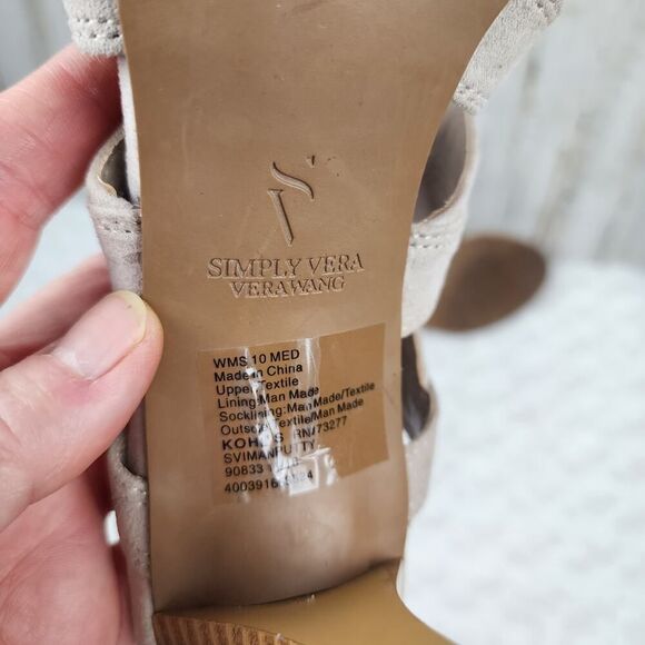 Simply Vera Vera Wang Lace Up Peep Sandals Taupe Size 10 - Picture 3 of 9